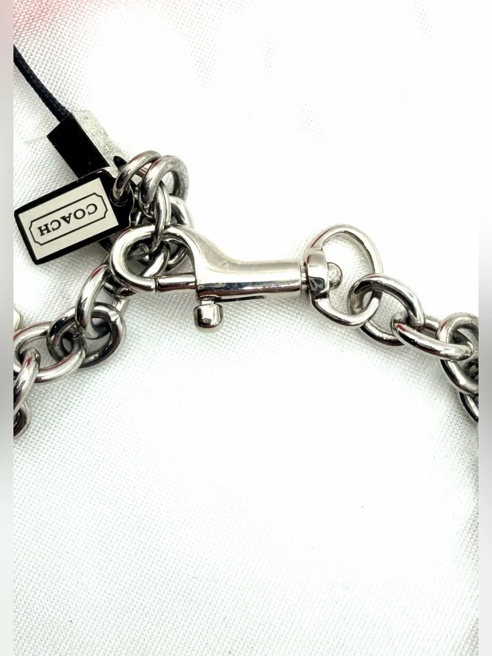 Vintage Coach Pink Daisy Swarovski Crystal Charm Dog Leash Clasp Bracelet/BagFob